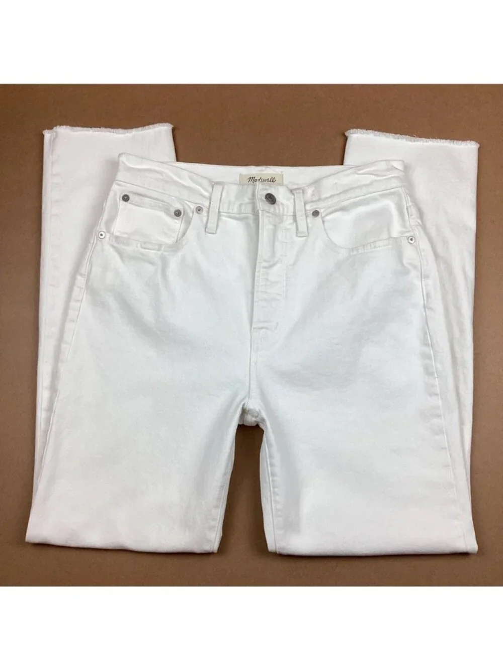 Madewell Perfect Vintage High Rise Tapered Leg Cropped Jeans White 29 - Like New - Picture 6 of 14